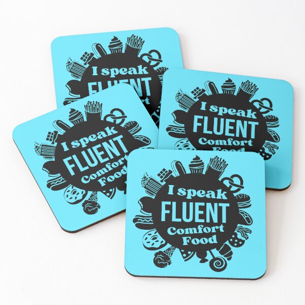 Item preview, I Speak Fluent Comfort Food - Black/Azure designed and sold by Flit & Co..