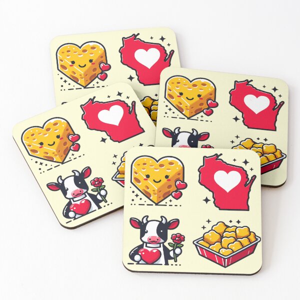 Item preview, Wisconsin Love - Cheese Curds, Cow & Map designed and sold by GREENZ0NE.