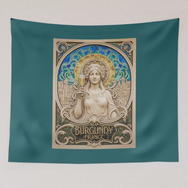 Item preview, Burgundy France – Art Nouveau Mosaic Goddess with Wine designed and sold by FrancophileFun.