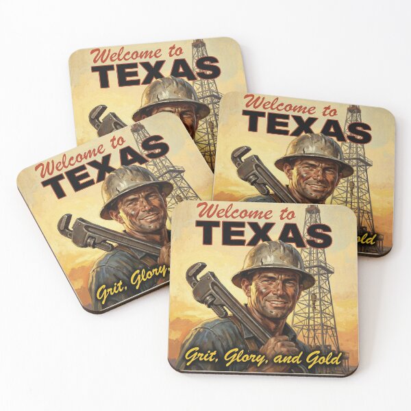 Item preview, Vintage Texas Roughneck Oil Field Worker Heroic 1940s Poster Art designed and sold by Cozy-Old-Pub.
