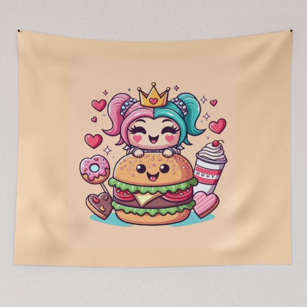 Item preview, Kawaii character with a crown on a magic hamburger designed and sold by miamoonedits.