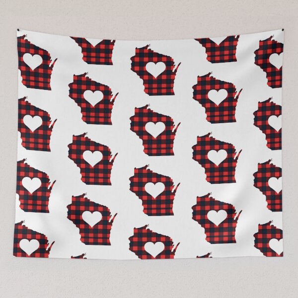 Item preview, Wisconsin State Map Buffalo Plaid - Rustic Heartland Love designed and sold by GREENZ0NE.