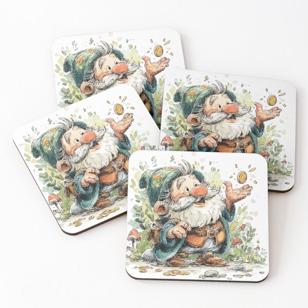 Item preview, Cute Whimsical Gnome With Gold Coin – Fantasy Garden Illustration designed and sold by Firadelle.
