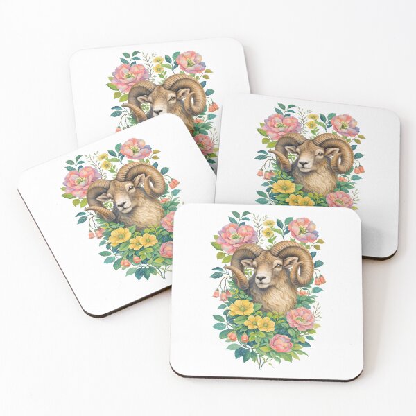 Item preview, Floral Ram Illustration – Botanical Animal Art designed and sold by Senkov.