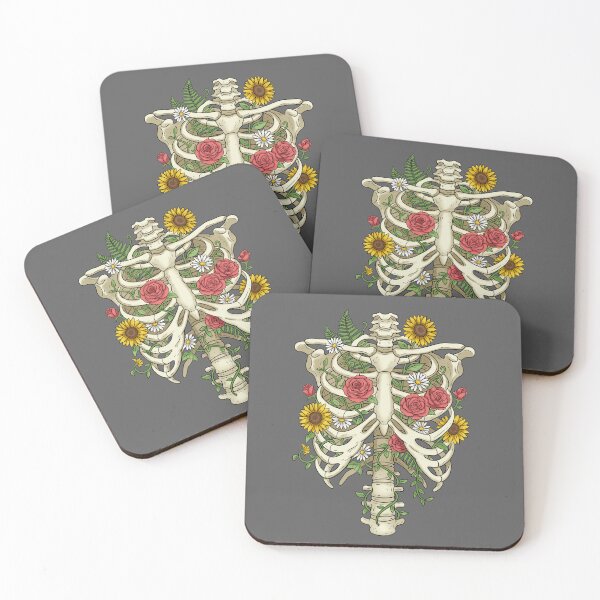 Item preview, Rib cage bones with sunflowers, roses and daisies  designed and sold by RavenAMarie .