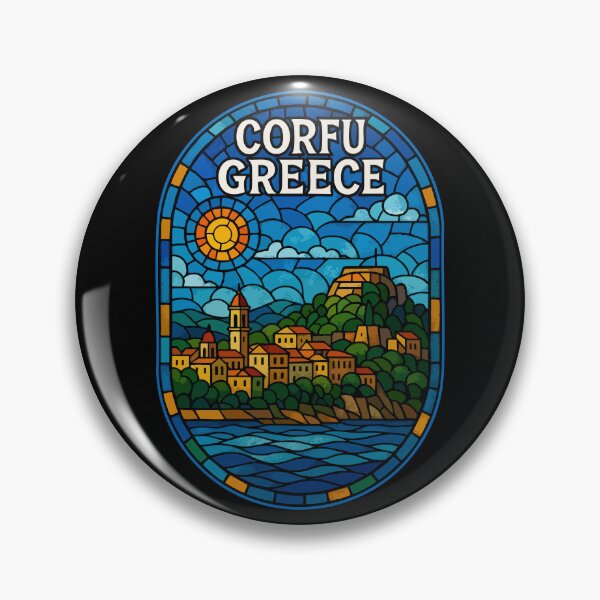 Item preview, Corfu Greece Stained Glass Travel designed and sold by TomFrontierArt.