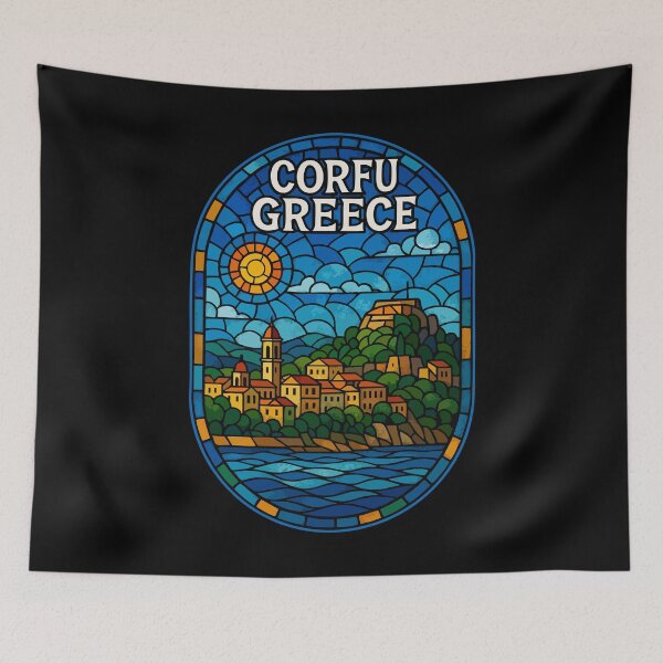 Item preview, Corfu Greece Stained Glass Travel designed and sold by TomFrontierArt.