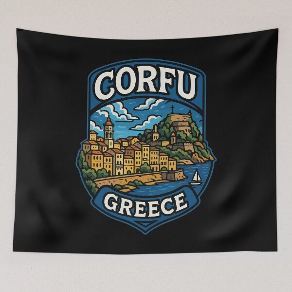 Item preview, Corfu Island Greece Retro Vintage designed and sold by TomFrontierArt.