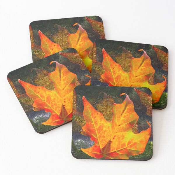 Item preview, Autumn Leaf Against Colorful Textured Leaves designed and sold by BostonArcImage.