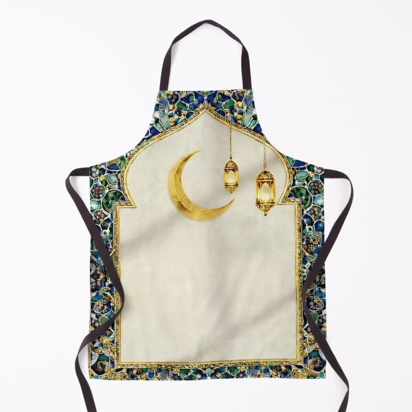 Aperçu de l'œuvre Elegant Islamic Arch with Golden Crescent and Lanterns – Timeless Islamic Wall Art créée et vendue par Fifidesign00.
