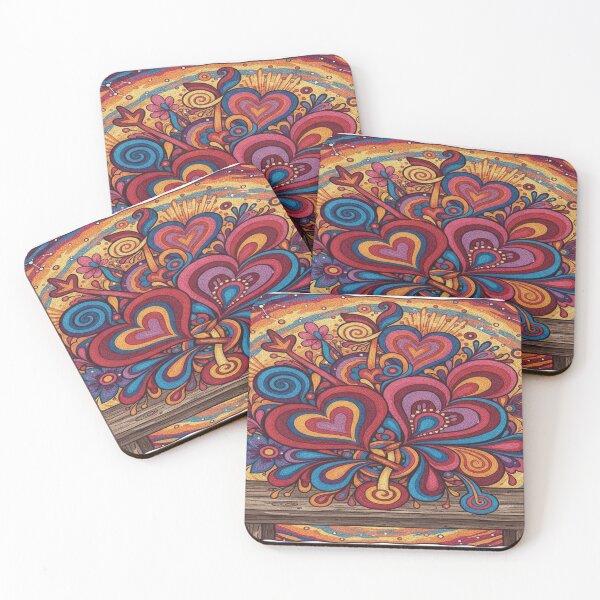 Item preview, Dreamy Valentine Art for Her – Folk Psychedelic Love Gift designed and sold by Imaginarium of Chaos falcon88 .