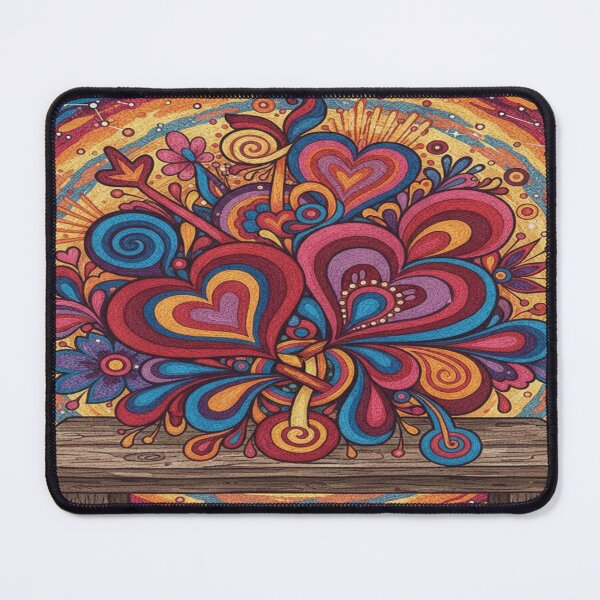 Item preview, Dreamy Valentine Art for Her – Folk Psychedelic Love Gift designed and sold by Imaginarium of Chaos falcon88 .