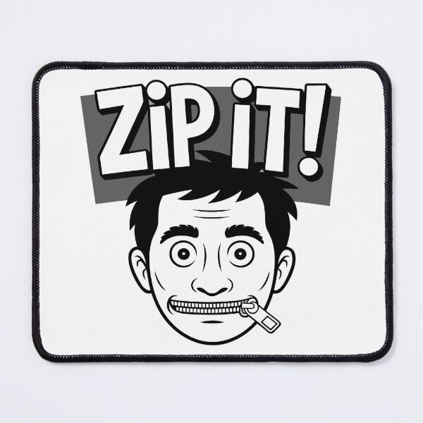 Item preview, Zip It! Funny Silent Cartoon Face – Dark Humor Black & White Design designed and sold by DashBliss.