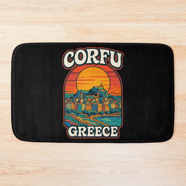 Item preview, Corfu Island Greece Retro Trippy Travel designed and sold by TomFrontierArt.