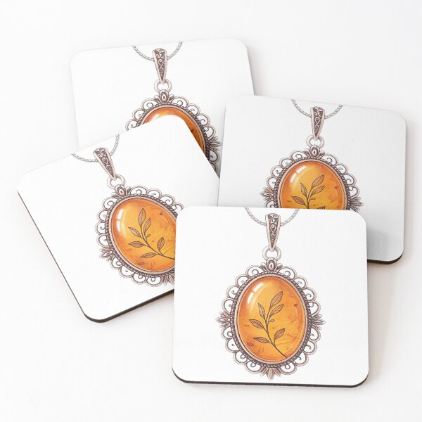 Item preview, Baltic Amber Pendant Sticker — “Frozen Light” Botanical Relic | Vintage Filigree Jewelry Art designed and sold by VivoStudio.