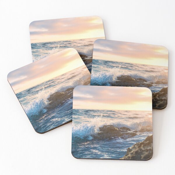 Item preview, Golden Sunrise Waves on Rocks – Serene Ocean Glow designed and sold by EK-World.