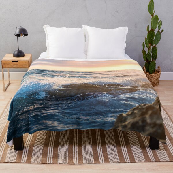 Item preview, Golden Sunrise Waves on Rocks – Serene Ocean Glow designed and sold by EK-World.