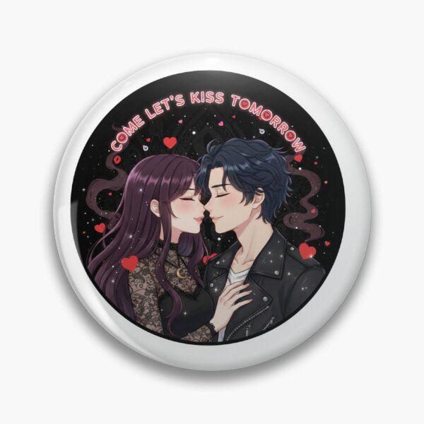Item preview, Come Let’s Kiss Tomorrow – Cute Dark Anime Valentine Sticker designed and sold by Imaginarium of Chaos falcon88 .