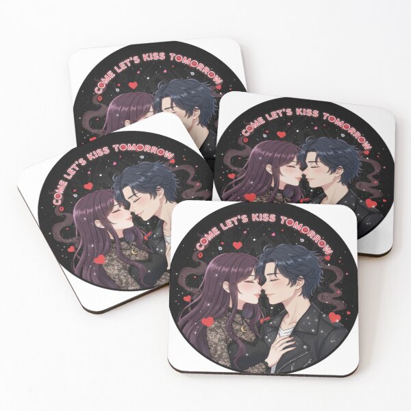 Item preview, Come Let’s Kiss Tomorrow – Cute Dark Anime Valentine Sticker designed and sold by Imaginarium of Chaos falcon88 .