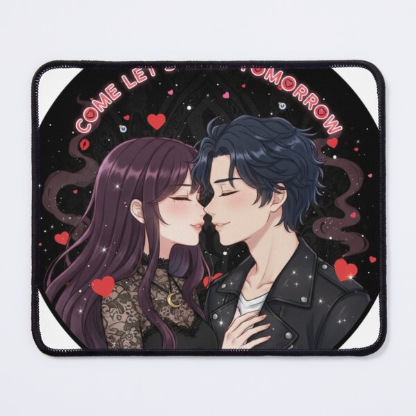 Item preview, Come Let’s Kiss Tomorrow – Cute Dark Anime Valentine Sticker designed and sold by Imaginarium of Chaos falcon88 .