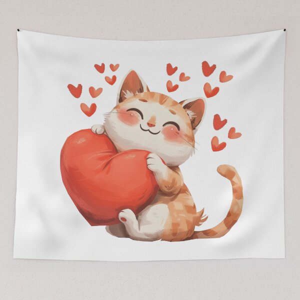 Item preview, Happy Cat with Hearts designed and sold by funcontour.
