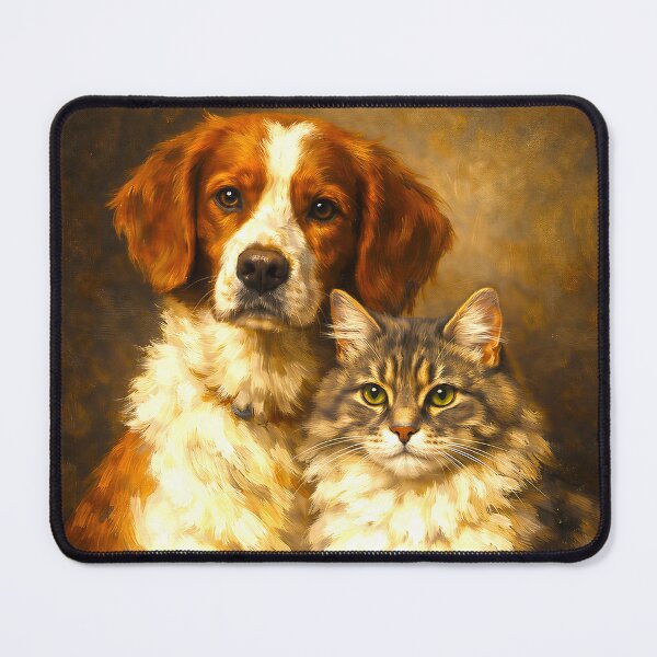 Item preview, Eternal Friendship - Vintage Dog and Cat Portrait, Classical Oil Painting Style designed and sold by Art Lea.