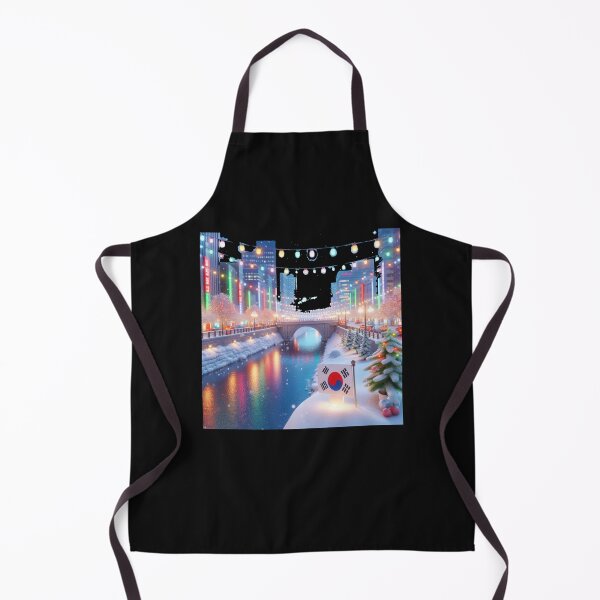 Item preview, Cheonggyecheon, Korea – Colorful Winter City Landscape Label designed and sold by PaintMeWorld.