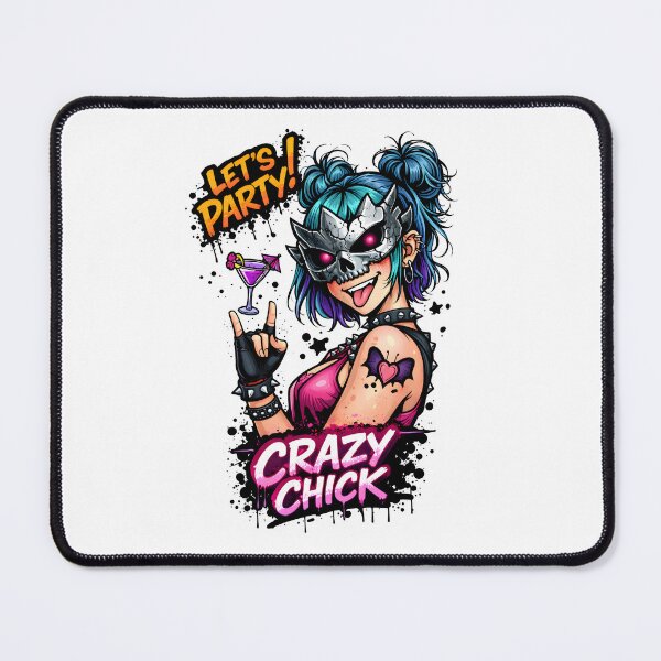 Item preview, Crazy Chick Party Girl – Punk Skull Mask Illustration designed and sold by Senkov.
