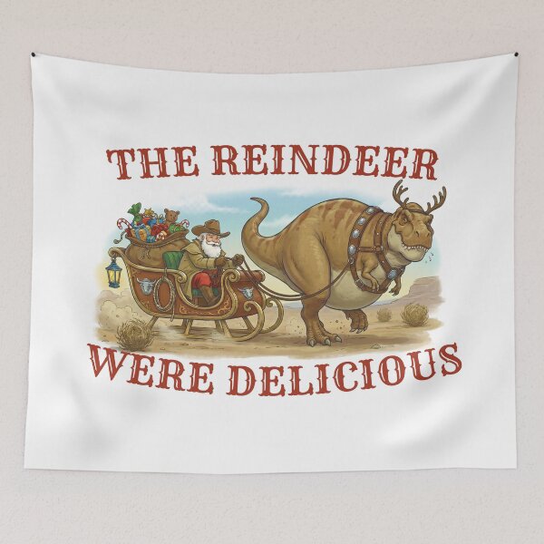 Item preview, Western Santa T-Rex Sleigh Ride - Funny Cowboy Christmas designed and sold by Oaks Creations.