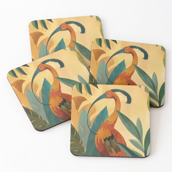 Item preview, Scarlet Ibis - Retro Leafy Jungle Mid-Century Bird Art designed and sold by WabiSabiSjak.