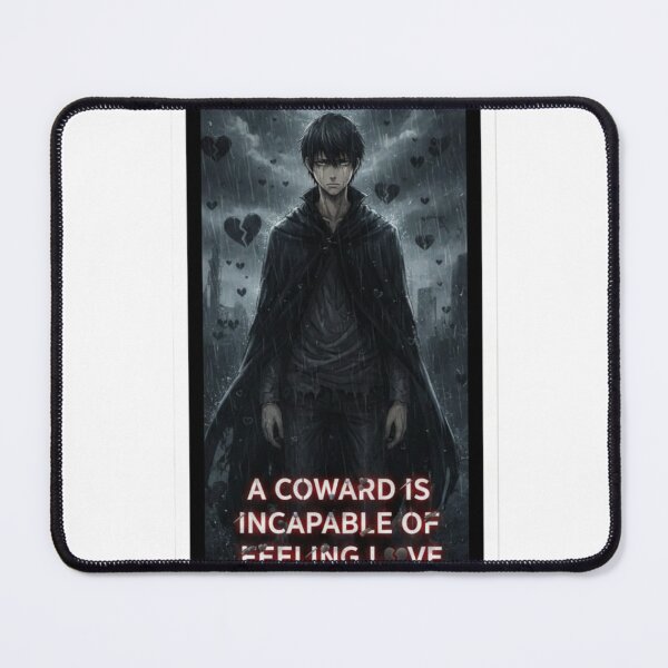 Item preview, A Coward Is Incapable of Feeling Love – Dark Anime Quote Sticker designed and sold by Imaginarium of Chaos falcon88 .