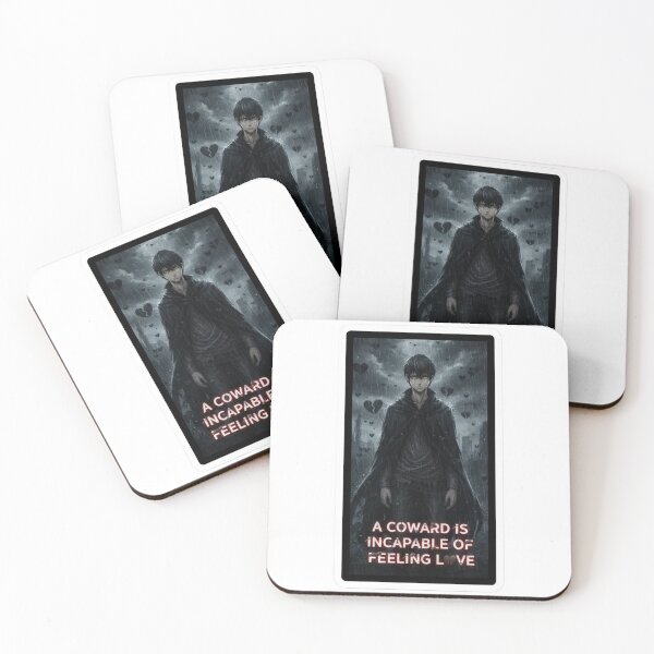 Item preview, A Coward Is Incapable of Feeling Love – Dark Anime Quote Sticker designed and sold by Imaginarium of Chaos falcon88 .
