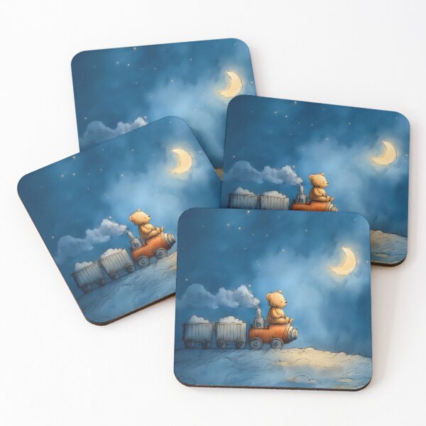 Item preview, Moonlight Train Ride – Dreamy Teddy Bear Nursery Print designed and sold by WabiSabiSjak.