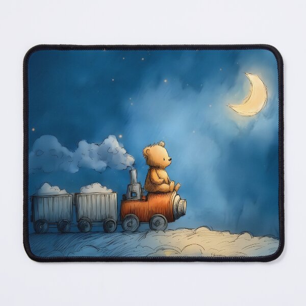 Item preview, Moonlight Train Ride – Dreamy Teddy Bear Nursery Print designed and sold by WabiSabiSjak.