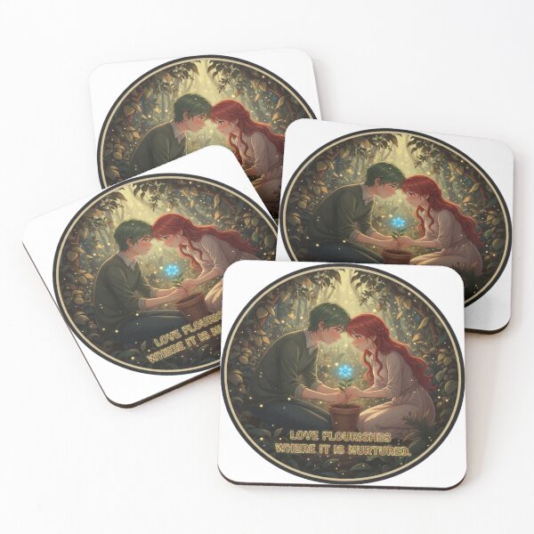 Item preview, Love Flourishes Where It Is Nurtured – Dark Anime Quote Sticker designed and sold by Imaginarium of Chaos falcon88 .