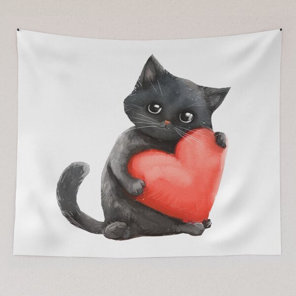 Item preview, Black Cat with Heart designed and sold by funcontour.