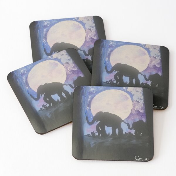 Item preview, Mama & Baby Elephant walking in Moonlight designed and sold by HeavenlySent12.