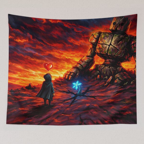 Item preview, Hope in the Ashes – Fantasy Golem & Lone Wanderer Art designed and sold by artearcade.