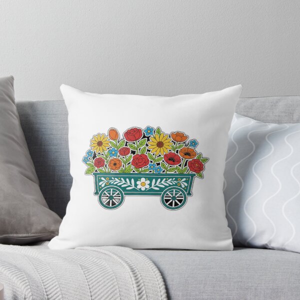 Item preview, Martha's Garden Folk Art Flower Wagon Floral Gift designed and sold by Merchifyme2000.