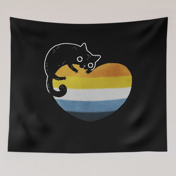 Item preview, Aroace Black Cat Heart LGBT Asexual Aromantic Pride Flag designed and sold by Clara Hollins.