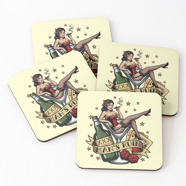 Item preview, Traditional Old School "Man's Ruin" Tattoo Flash – Pin-Up, Whiskey, and Gambling Vices designed and sold by 89BLACK.