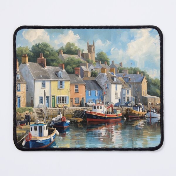 Item preview, Brittany Coastal Village – Harbor and Colorful Houses designed and sold by HarlemDigitals.