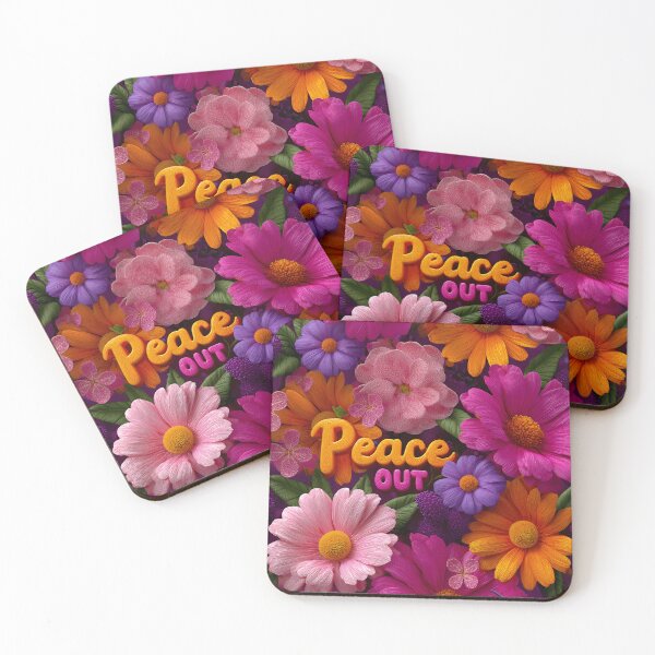 Item preview, Vibrant Peace Sign Floral Chaos – Happy Maximalist Art designed and sold by EK-World.