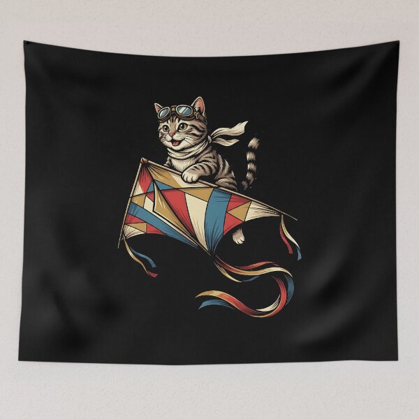 Item preview, Cute cat flying on a kite designed and sold by ReneMM.