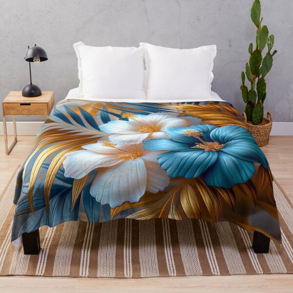 Item preview, Blue and Gold Hibiscus Blossoms designed and sold by MargaretWiktor.