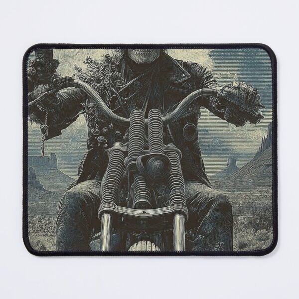 Item preview, Gothic Biker in Desert with Whiskey Bottle | Retro Art designed and sold by CodeDistilled.