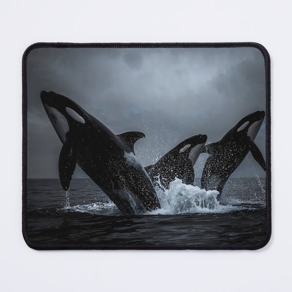 Item preview, The Marine Choreography – Killer Whales in Harmony Black & White Art designed and sold by ShadeScapeArt.