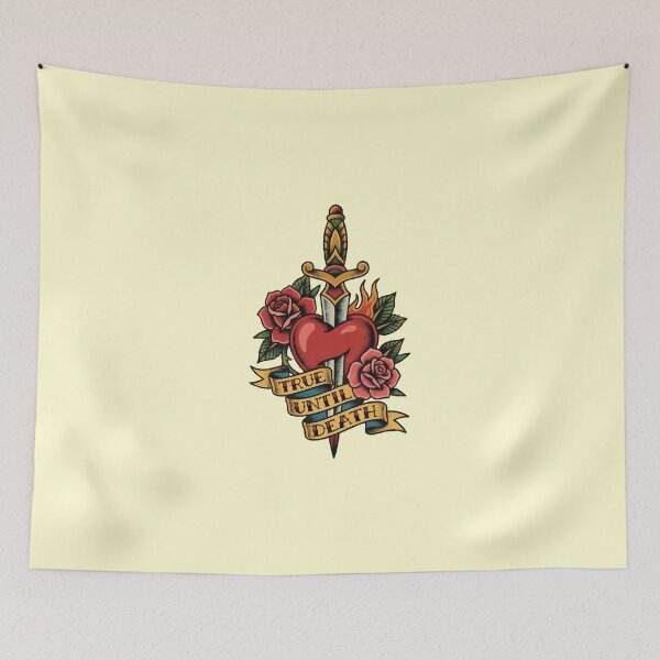 Item preview, True Until Death American Traditional Dagger and Heart Tattoo Art designed and sold by 89BLACK.