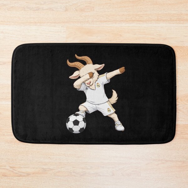 Item preview, Dabbing GOAT Playing Soccer – Funny Football Goat in Real Madrid Kit | Soccer Meme Art designed and sold by BrainBubbleArt.