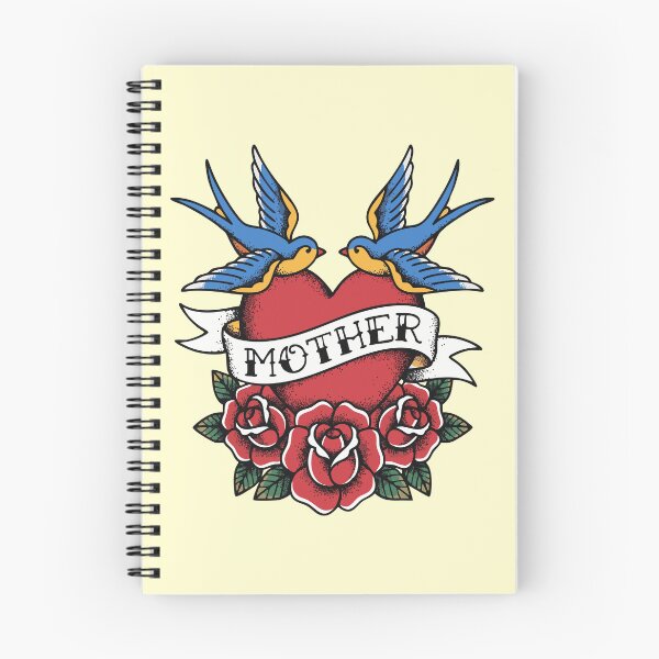 Item preview, Traditional Old School 'Mother' Tattoo Flash with Heart, Swallows, and Roses designed and sold by 89BLACK.